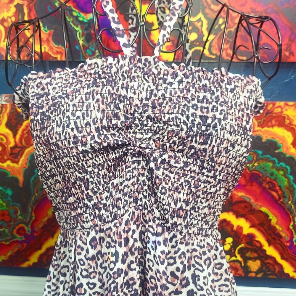 Hale Bob ~ Sz S ~ Animal Print ~ Halter Top Dress ~ Excellent Condition - Picture 4 of 11